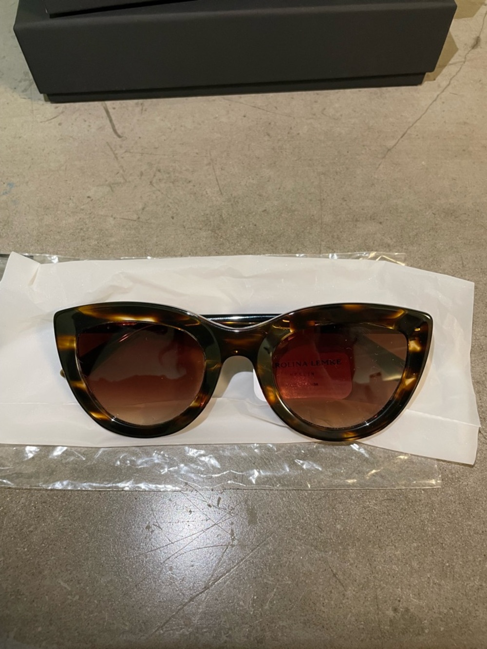 Carolina Lemke Tortoise Shell Cateye Frame Sunglasses with Brown Lenses